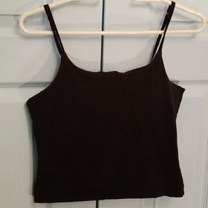 Black fitness tank with elastic chest support
